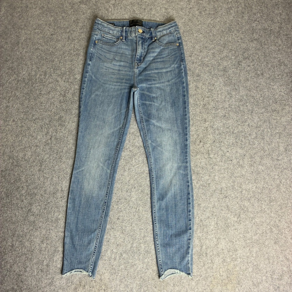 WHBM 26x27 High Rise Skinny Jeans Light Wash Raw Frayed Step Hem Size 2